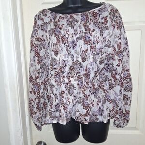 a.n.a White Cream Ruffled Long Sleeve Blouse